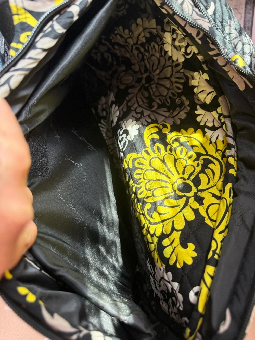 Vera Bradley Quilted Floral laptop Backpack - Black, Gray & Yellow Accent